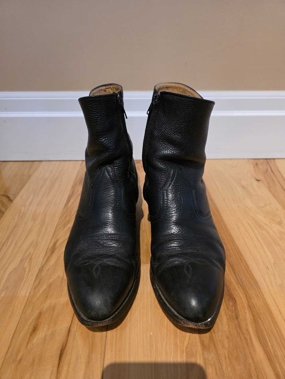 Boulet Men's Size 9W Style 1863 Black Genuine Leather Western Boots